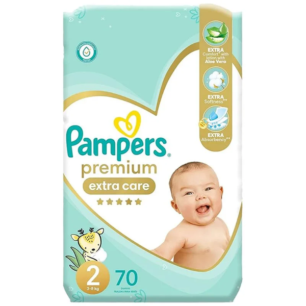 Show details for Pampers Premium Care 70 Diapers Size 2 Picture of Pampers Premium Care 70 Diapers Size 2