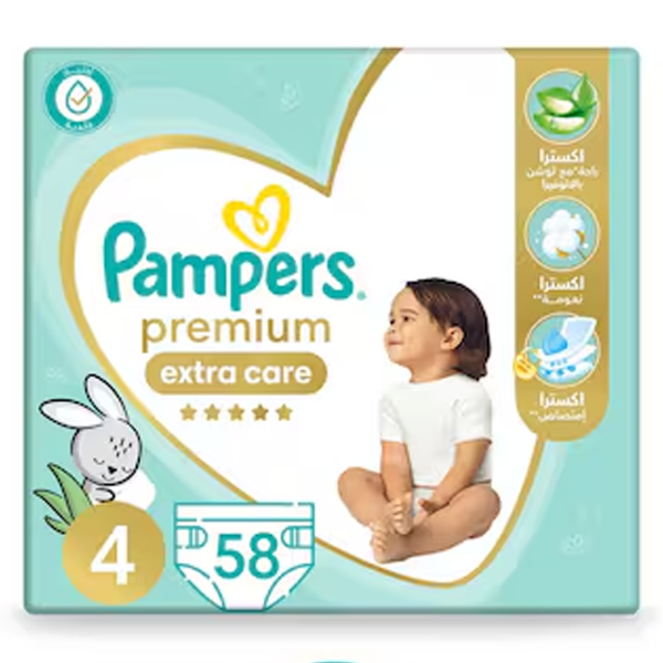 Show details for Pampers Premium Care 58 Diapers Size 4 Picture of Pampers Premium Care 58 Diapers Size 4
