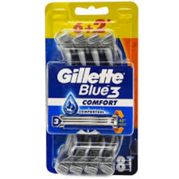 Show details for Gillette Blue 3 razor 6+2 pcs blue Picture of Gillette Blue 3 razor 6+2 pcs blue