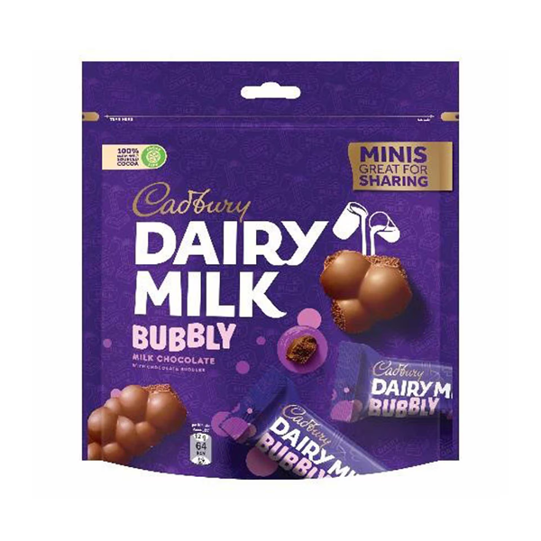 Show details for Cadbury Dairy Milk Mini Bubbly Chocolate 156g Picture of Cadbury Dairy Milk Mini Bubbly Chocolate 156g