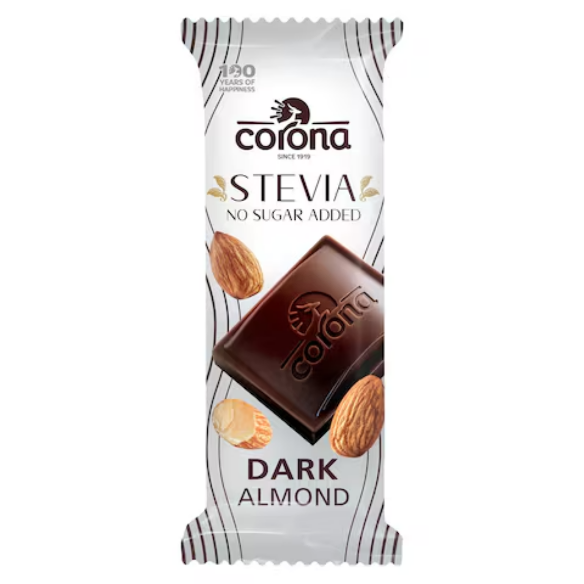 Picture of Corona Chocolate Stevia Darkly with almonds 55%Cocoa King Says