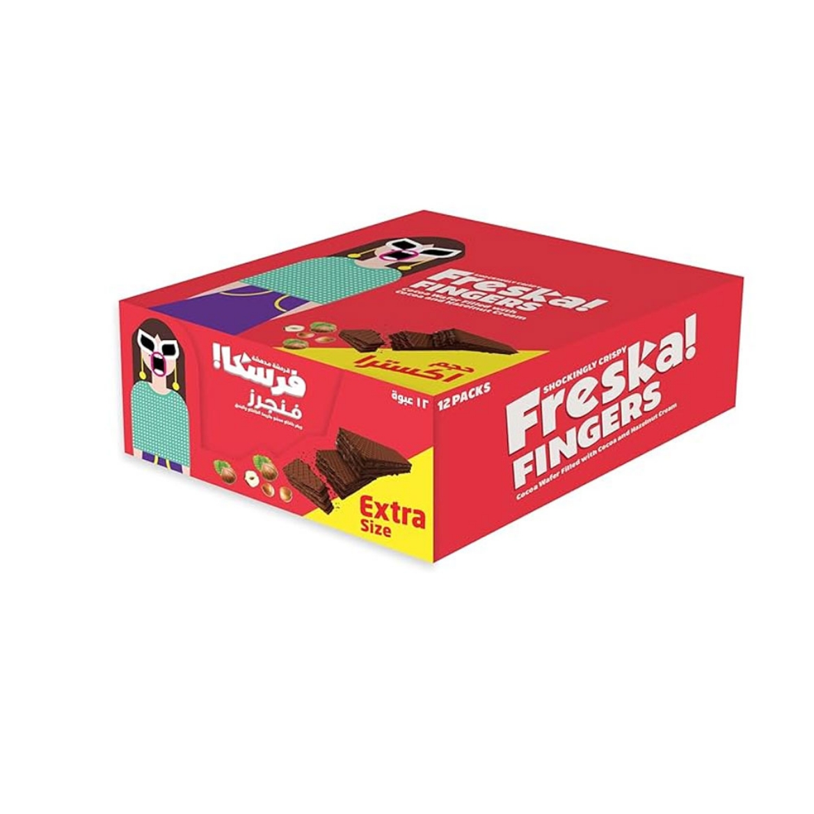 Picture of Freska Fingers Cocoa Wafer Biscuits with Hazelnut Cream, 8 pieces (12 pieces)