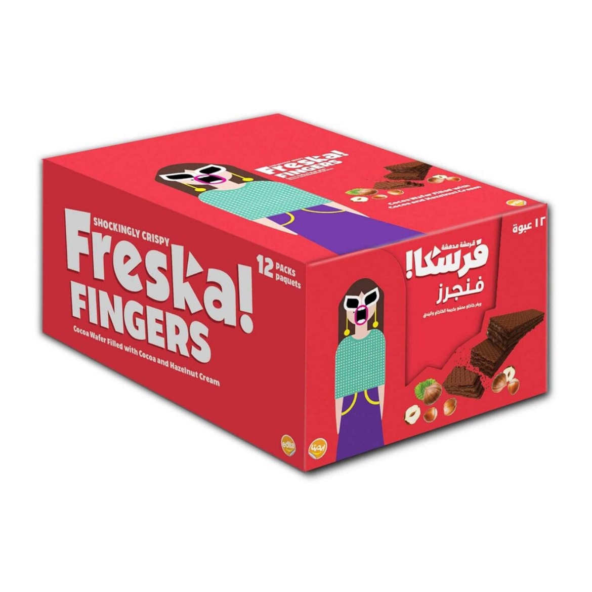 Picture of Freska Fingers Cocoa and Hazelnut Wafer Biscuits, 8 pieces (12 pieces)